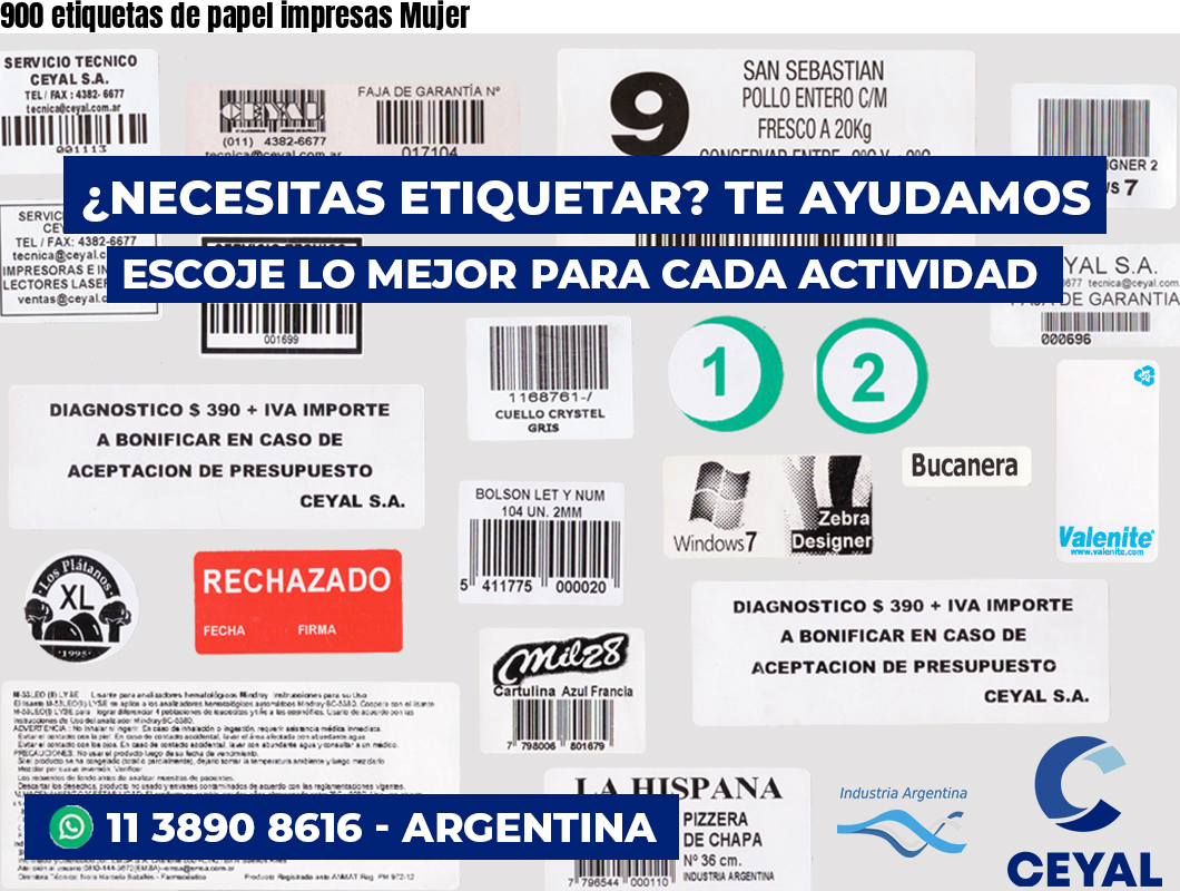 900 etiquetas de papel impresas Mujer