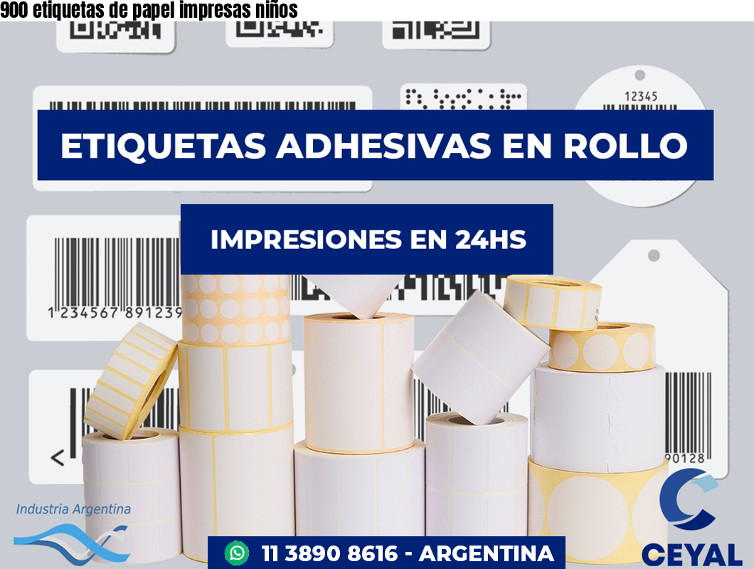 900 etiquetas de papel impresas niños