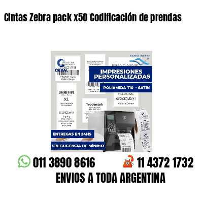 Cintas Zebra pack x50 Codificación de prendas
