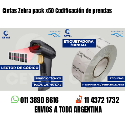Cintas Zebra pack x50 Codificación de prendas