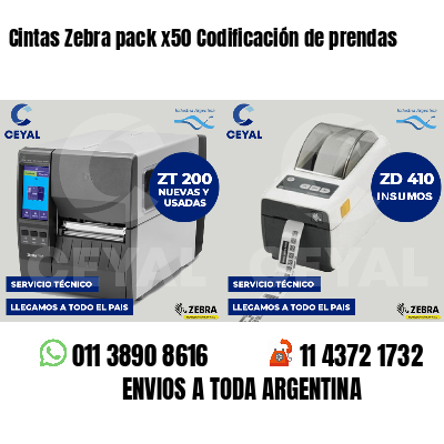 Cintas Zebra pack x50 Codificación de prendas