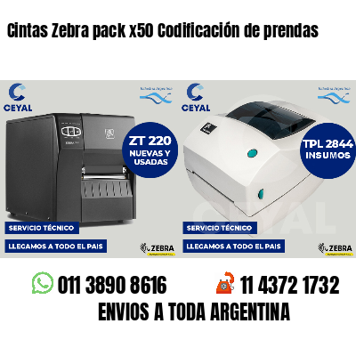 Cintas Zebra pack x50 Codificación de prendas