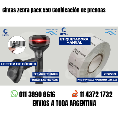 Cintas Zebra pack x50 Codificación de prendas
