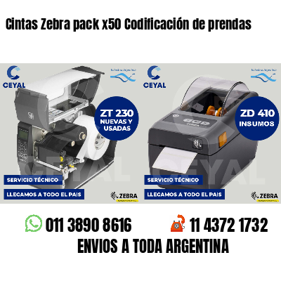 Cintas Zebra pack x50 Codificación de prendas
