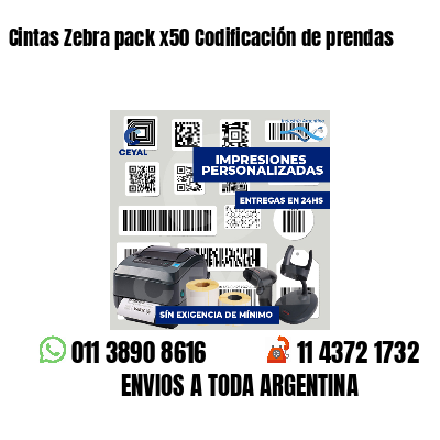 Cintas Zebra pack x50 Codificación de prendas