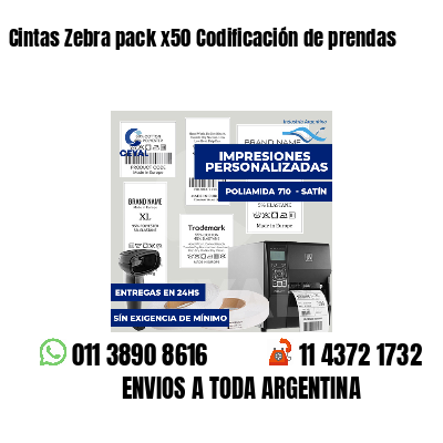Cintas Zebra pack x50 Codificación de prendas