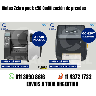 Cintas Zebra pack x50 Codificación de prendas