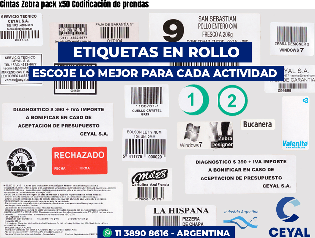 Cintas Zebra pack x50 Codificación de prendas