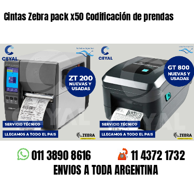 Cintas Zebra pack x50 Codificación de prendas