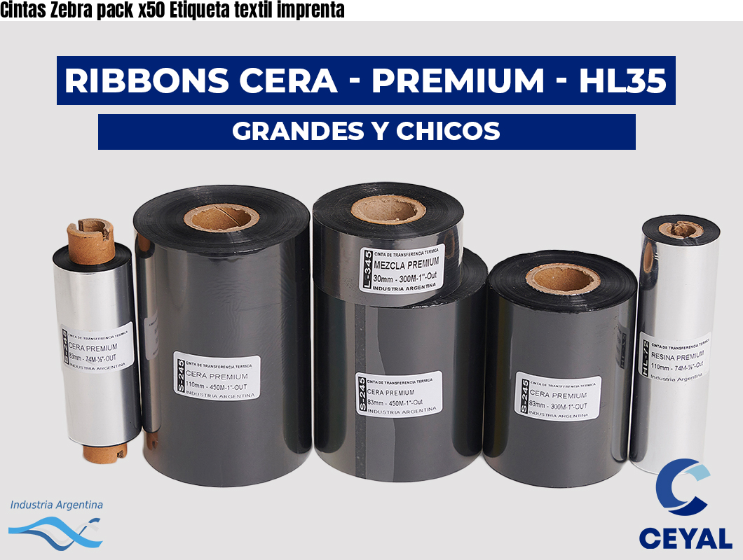 Cintas Zebra pack x50 Etiqueta textil imprenta