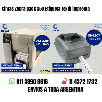 Cintas Zebra pack x50 Etiqueta textil imprenta