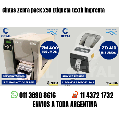 Cintas Zebra pack x50 Etiqueta textil imprenta