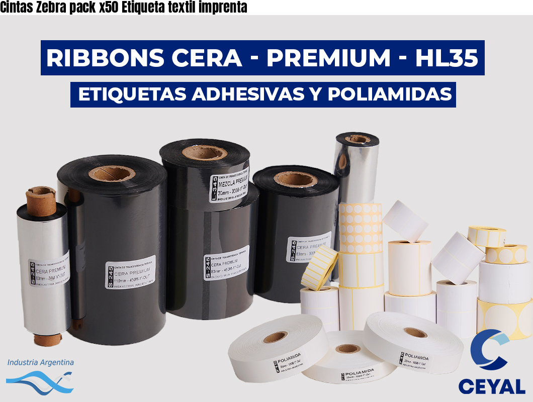 Cintas Zebra pack x50 Etiqueta textil imprenta