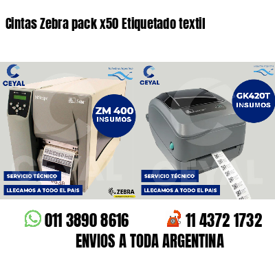 Cintas Zebra pack x50 Etiquetado textil