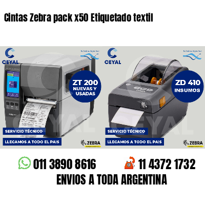 Cintas Zebra pack x50 Etiquetado textil