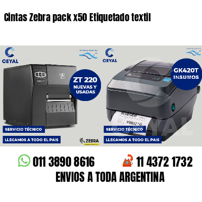 Cintas Zebra pack x50 Etiquetado textil