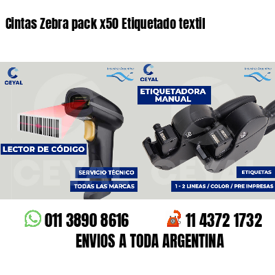 Cintas Zebra pack x50 Etiquetado textil