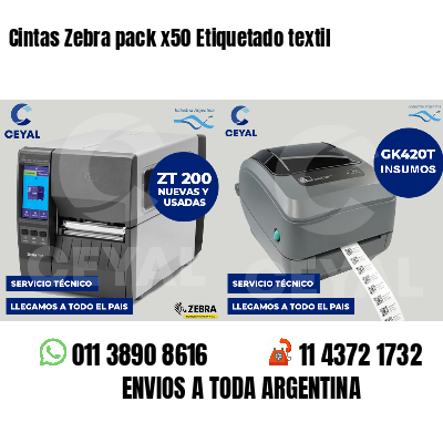 Cintas Zebra pack x50 Etiquetado textil