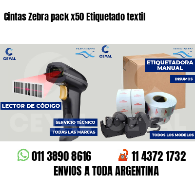 Cintas Zebra pack x50 Etiquetado textil