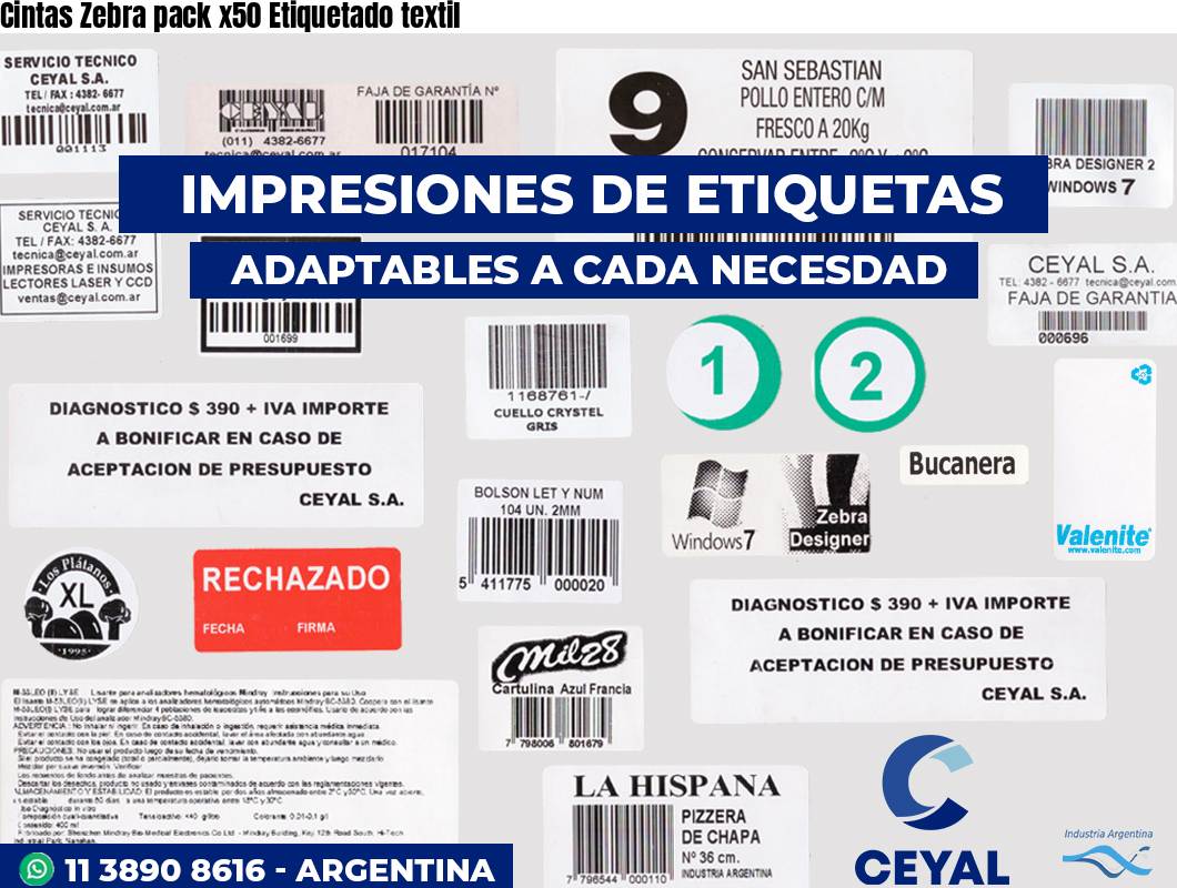 Cintas Zebra pack x50 Etiquetado textil
