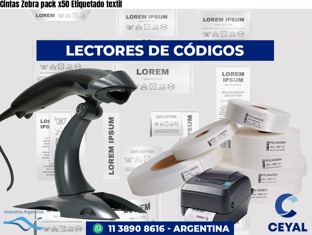 Cintas Zebra pack x50 Etiquetado textil
