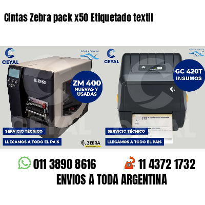 Cintas Zebra pack x50 Etiquetado textil