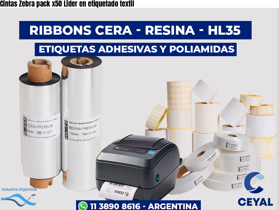 Cintas Zebra pack x50 Líder en etiquetado textil