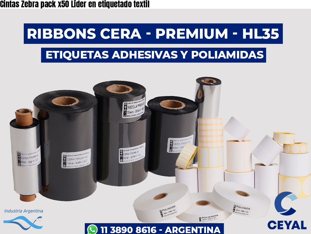 Cintas Zebra pack x50 Líder en etiquetado textil