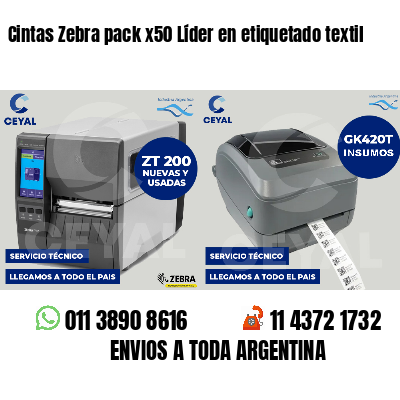 Cintas Zebra pack x50 Líder en etiquetado textil