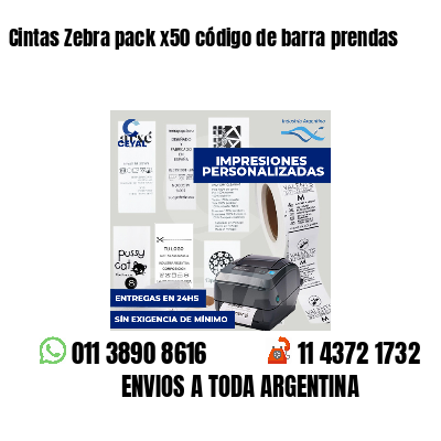 Cintas Zebra pack x50 código de barra prendas