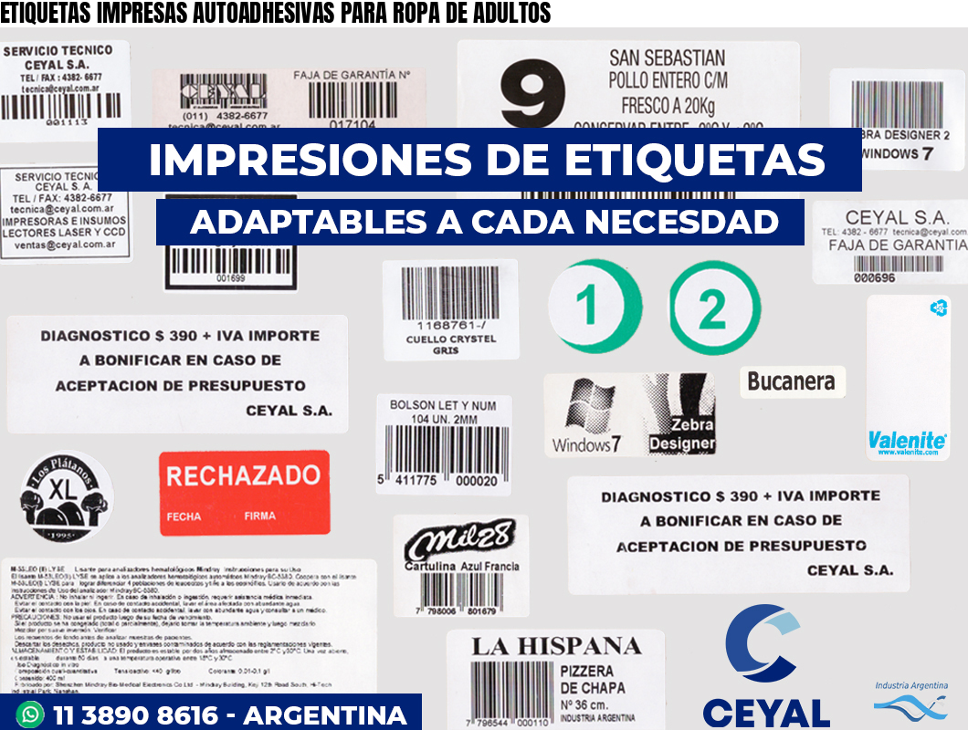ETIQUETAS IMPRESAS AUTOADHESIVAS PARA ROPA DE ADULTOS