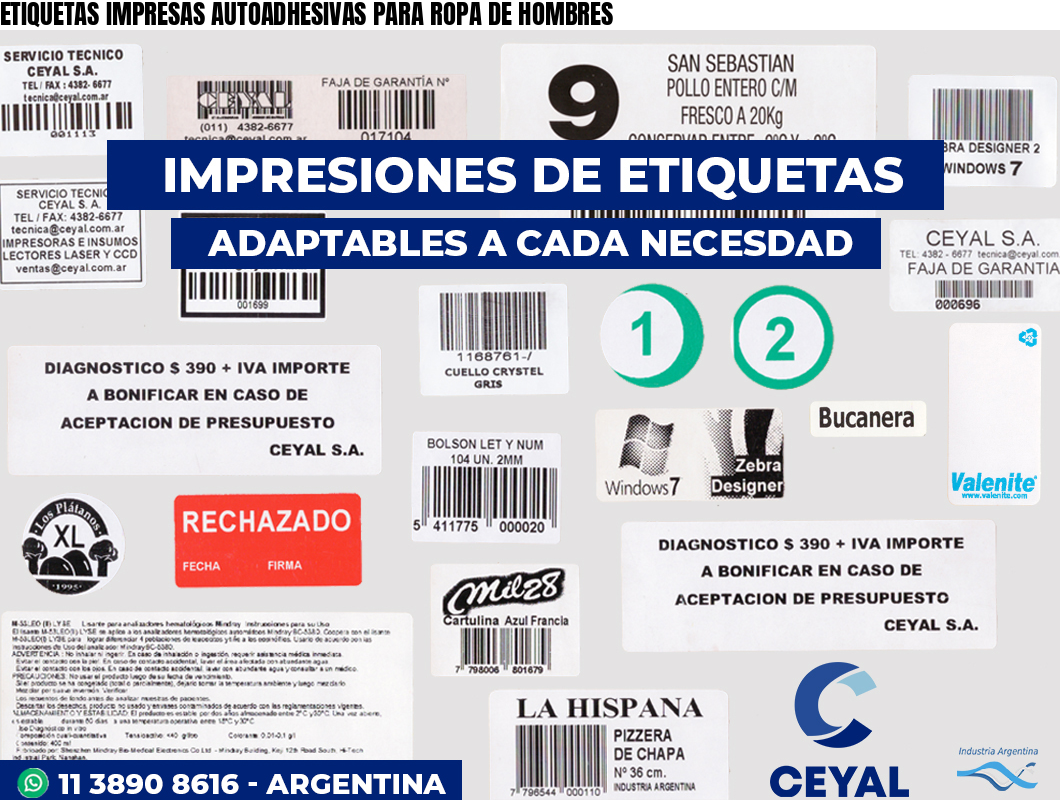 ETIQUETAS IMPRESAS AUTOADHESIVAS PARA ROPA DE HOMBRES