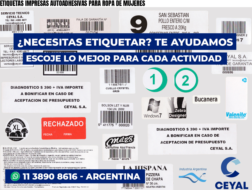 ETIQUETAS IMPRESAS AUTOADHESIVAS PARA ROPA DE MUJERES
