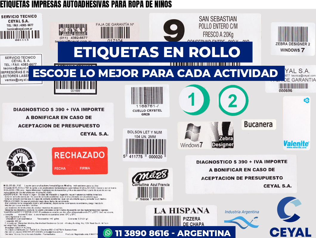 ETIQUETAS IMPRESAS AUTOADHESIVAS PARA ROPA DE NIÑOS