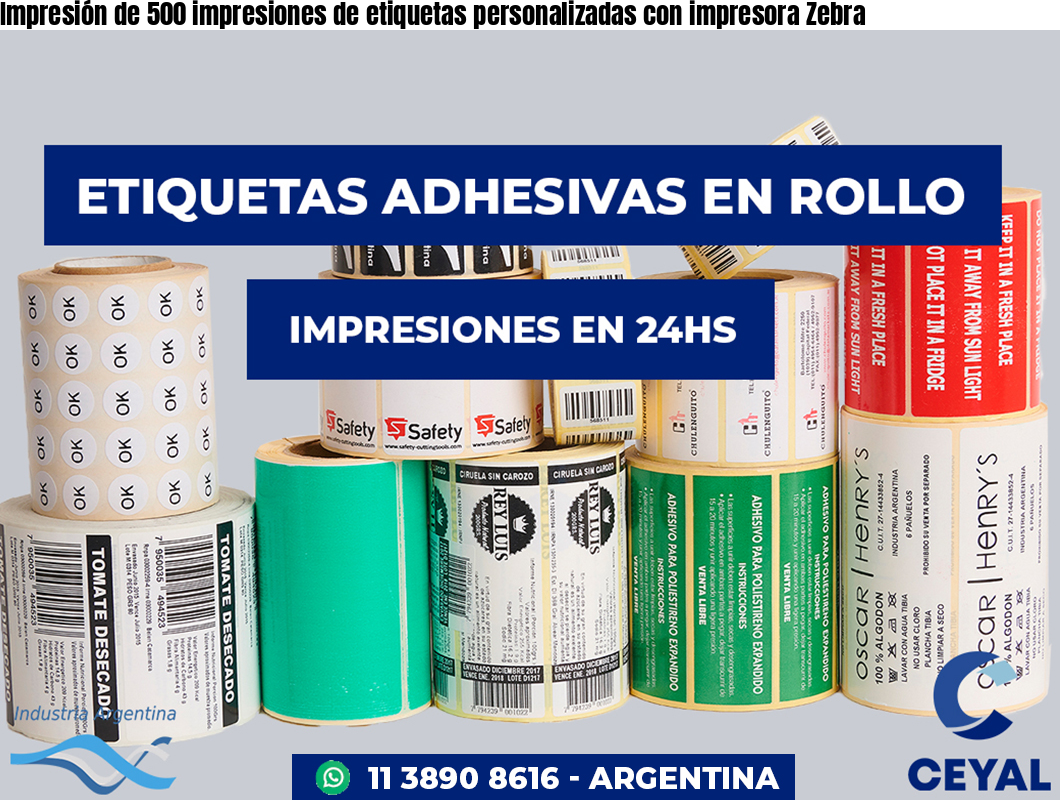 Impresión de 500 impresiones de etiquetas personalizadas con impresora Zebra