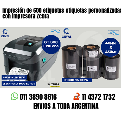 Impresión de 600 etiquetas etiquetas personalizadas con impresora Zebra