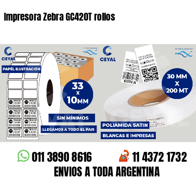 Impresora Zebra GC420T rollos