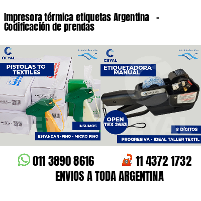 Impresora térmica etiquetas Argentina   - Codificación de prendas