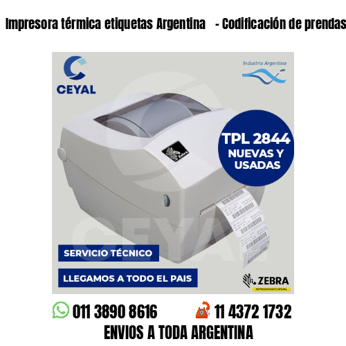 Impresora térmica etiquetas Argentina   – Codificación de prendas