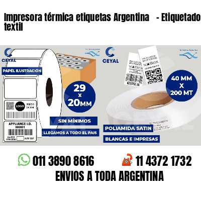 Impresora térmica etiquetas Argentina   - Etiquetado textil