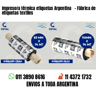 Impresora térmica etiquetas Argentina - Fábrica de etiquetas textiles