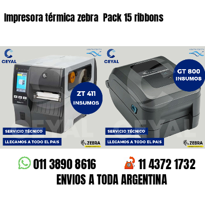 Impresora térmica zebra Pack 15 ribbons