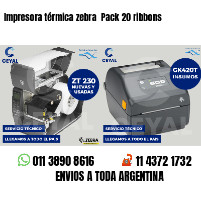 Impresora térmica zebra  Pack 20 ribbons