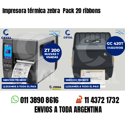 Impresora térmica zebra Pack 20 ribbons