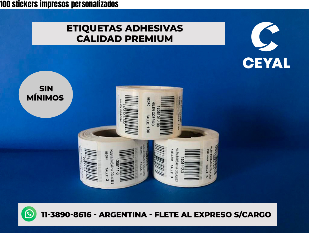 100 stickers impresos personalizados