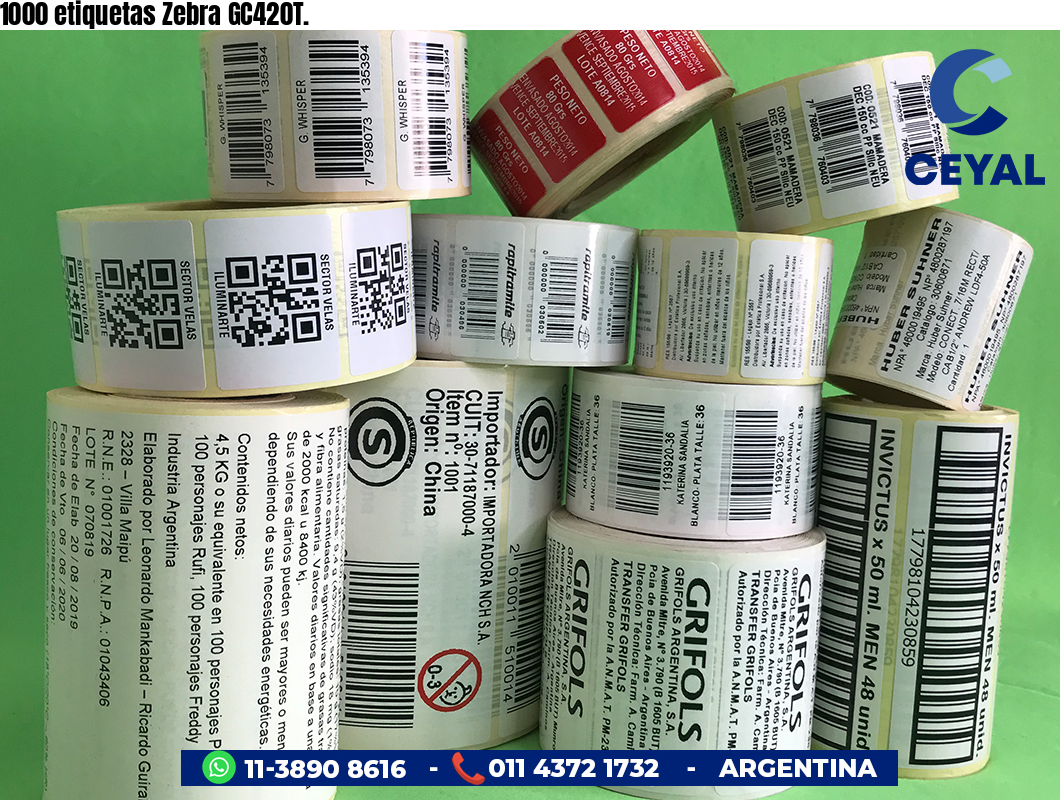 1000 etiquetas Zebra GC420T.