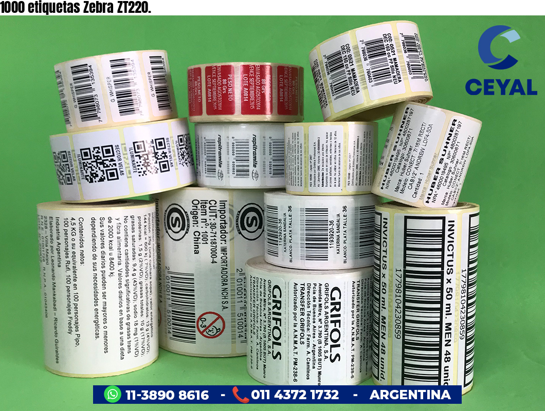 1000 etiquetas Zebra ZT220.