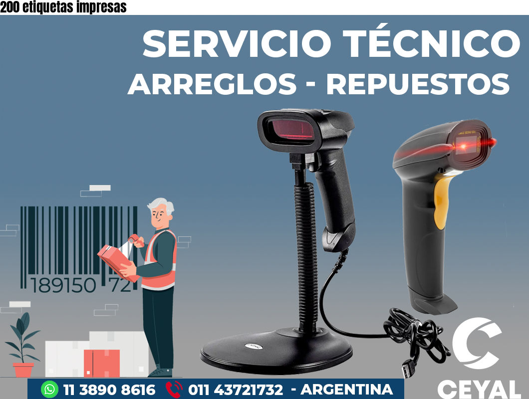 200 etiquetas impresas