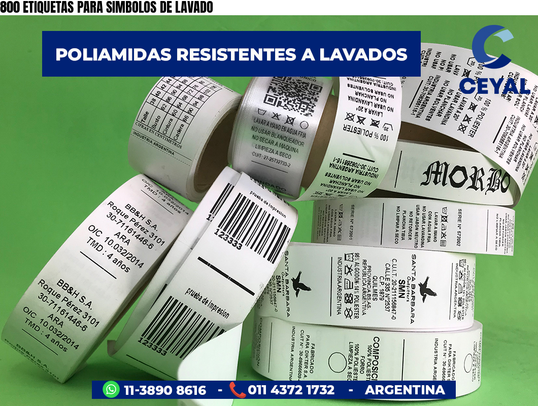 800 ETIQUETAS PARA SIMBOLOS DE LAVADO