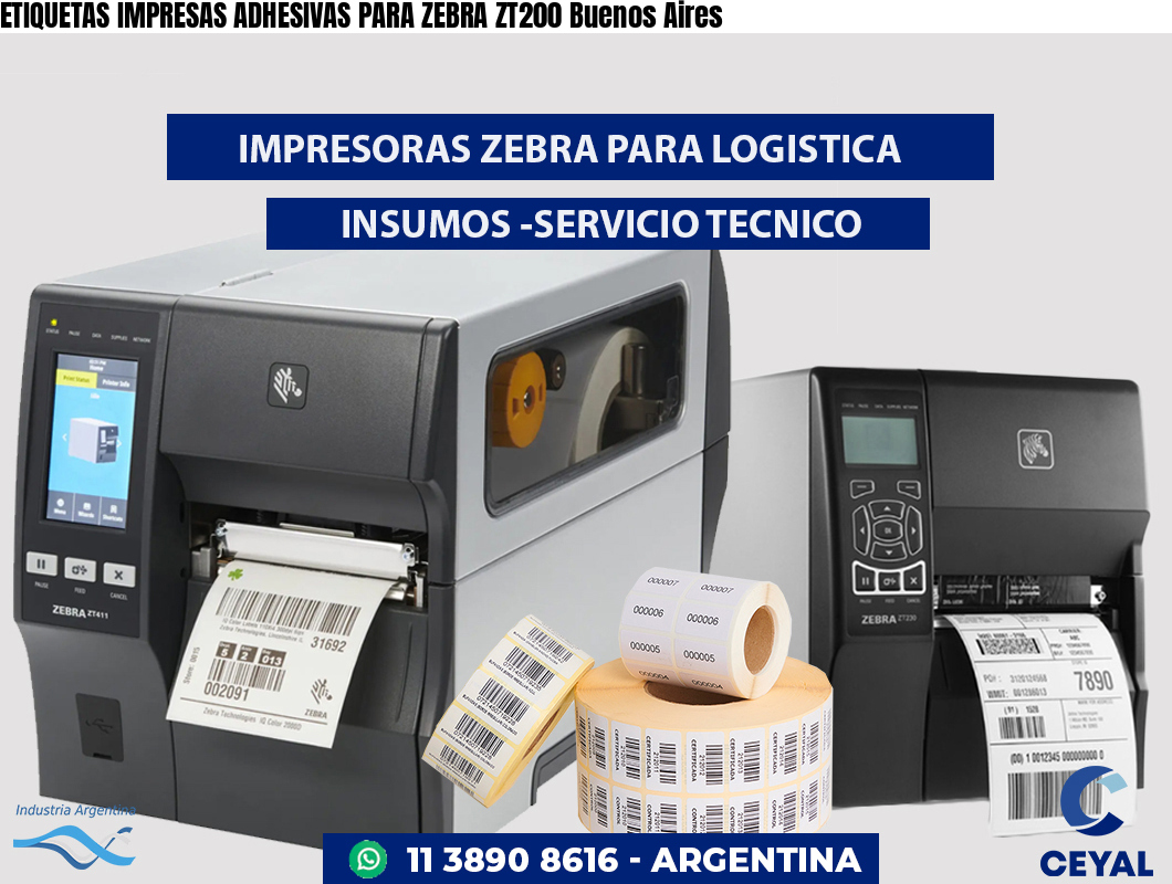 ETIQUETAS IMPRESAS ADHESIVAS PARA ZEBRA ZT200 Buenos Aires